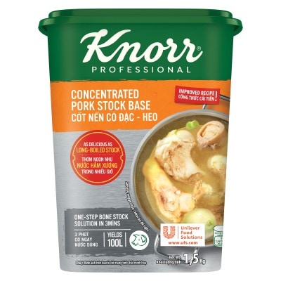 Knorr Cốt Nền Cô Đặc - Heo - Giải pháp 3 phút có ngay nước dùng trong, ngọt, thơm chiều lòng thực khách khó tính nhất với Cốt Nền Cô Đặc Heo Knorr.